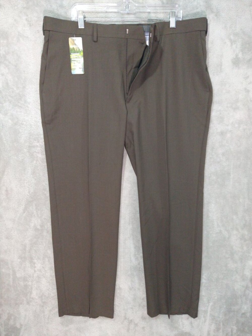 Haggar Dress Pants Mens 40x30 Brown Classic Fit Flat Front No Iron Straight Leg
